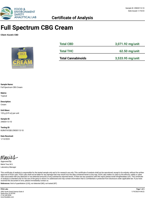 Kurativ Full Spectrum CBD Pain Cream - Image 4