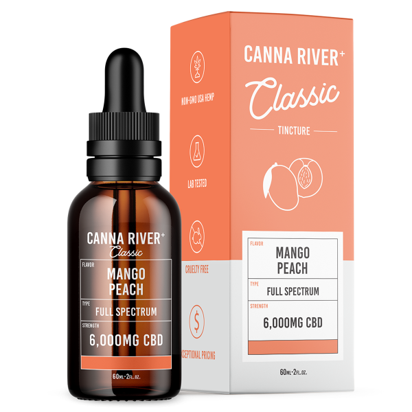 image of canna river mango peach cbd tincture 6000mg strength