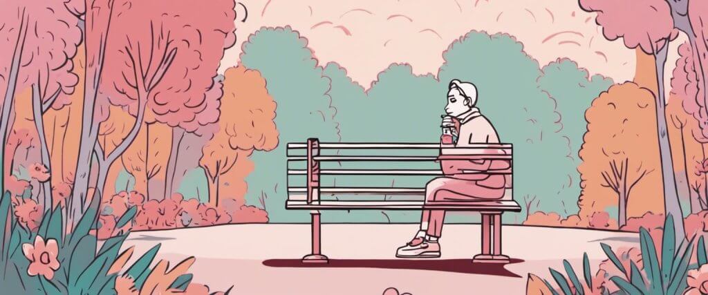 cbd for depression.  Lonely man sitting on a park bench in the autumn