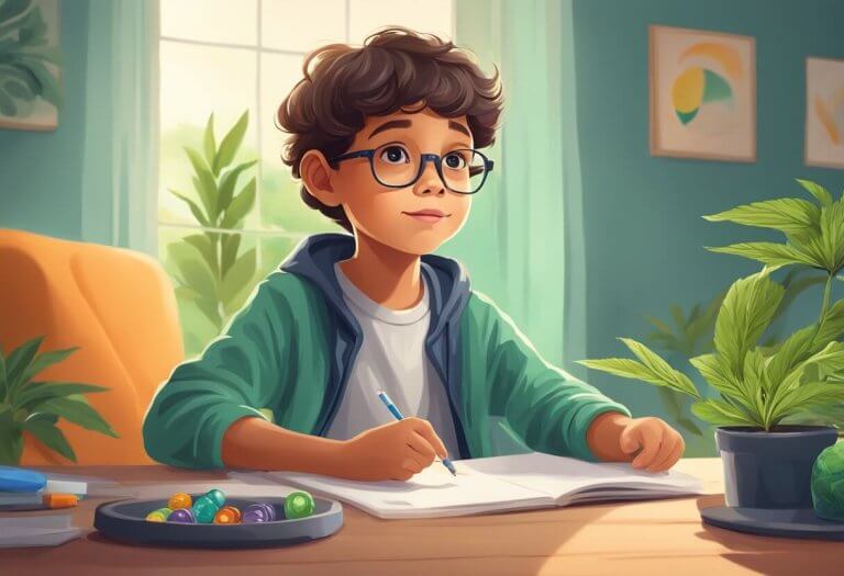 A child with ADHD finds relief with CBD oil, feeling calm and focused while engaging in activities