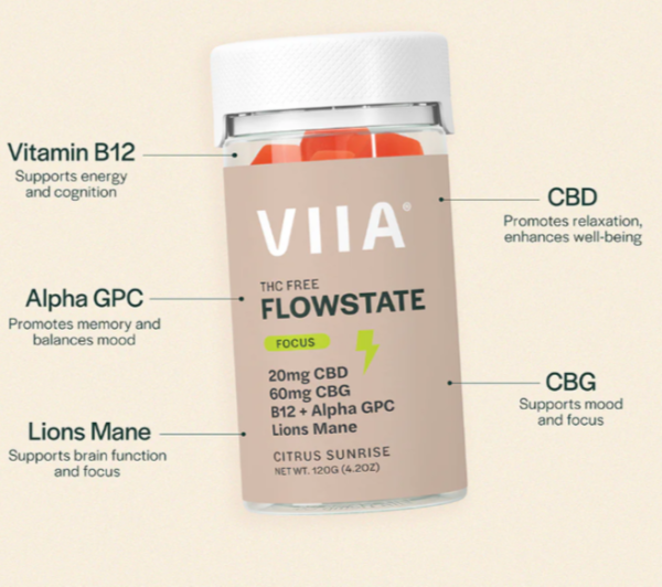 Viia Hemp Flowstate CBD and CBG Grapefruit Gummies - Image 2