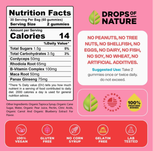 Drops of Nature Mushroom Power Surge Gummies 60ct - Image 2