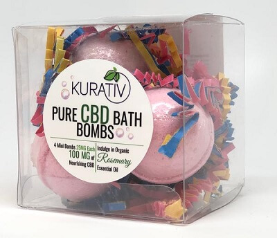 kurativ brand cbd bathbomb in rosemary scent