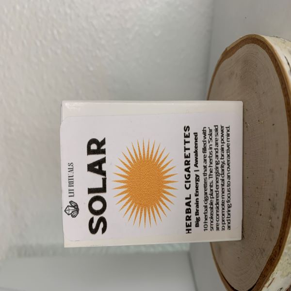 Picture of a carton of Lit Rituals brand solar herbal cigarettes