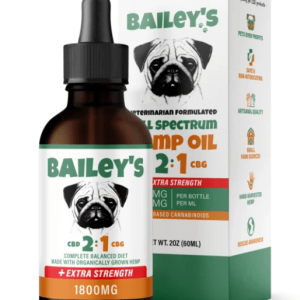 picture of Bailey's Pet bacon flavored full spectrum extra strength 1800mg CBD tincture bottle