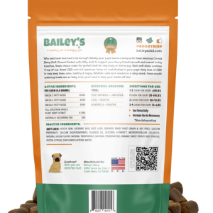 Bailey's Pet CBD Bacon Flavored Omega Hemp Soft Chews 3mg per treat, 30 per bag