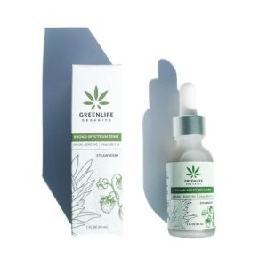 picture of greenlife organics 300mg broad spectrum strawberry cbd tincture bottle