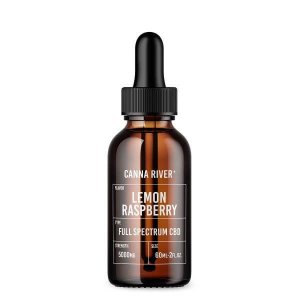 picture of canna river 5000mg full spectrum Lemon raspberry CBD in brown tincture bottle