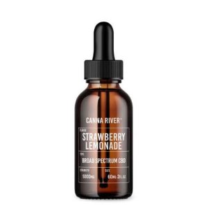 picture of Canna River 5000 mg strawberry lemonade broad spectrum CBD oil in a brown Tincture Bottle