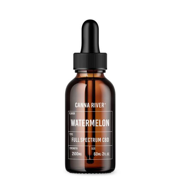 picture of canna river 2500mg full spectrum watermelon CBD in brown tincture bottle