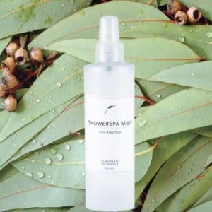 European Spa Mist in Eucalyptus scent in clear and white spray bottle