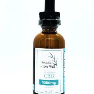 Picture of a mint flavored 5000mg cbd tincture in a brown bottle