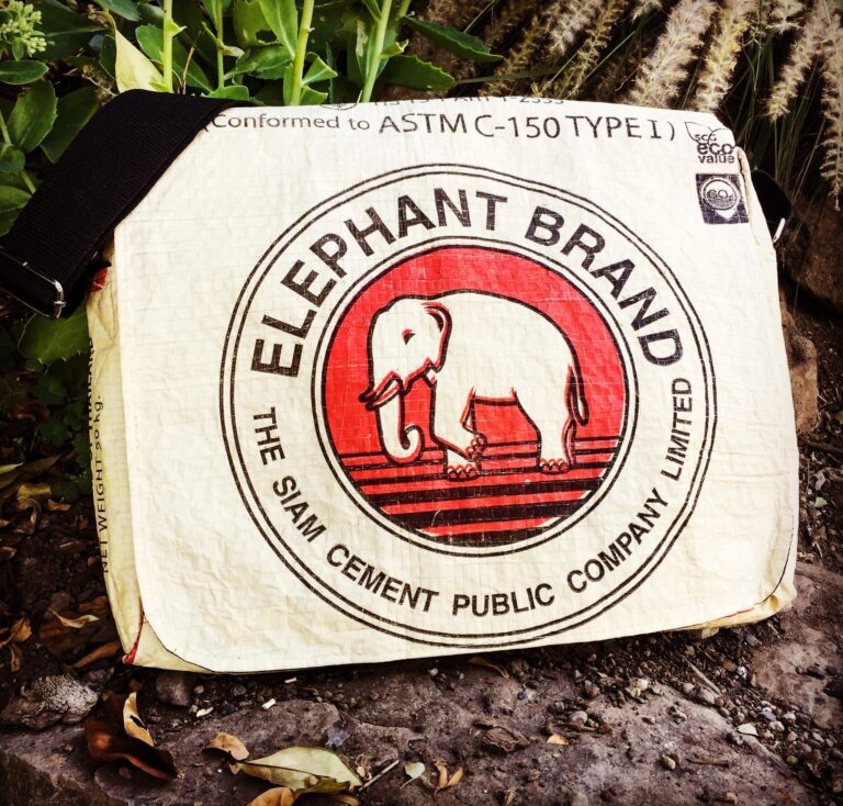 picture of elephant on tan laptop bag from Global Fashion Mission