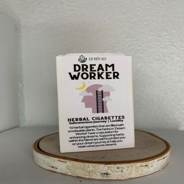 Picture of a carton of Lit Rituals brand dream worker herbal cigarettes