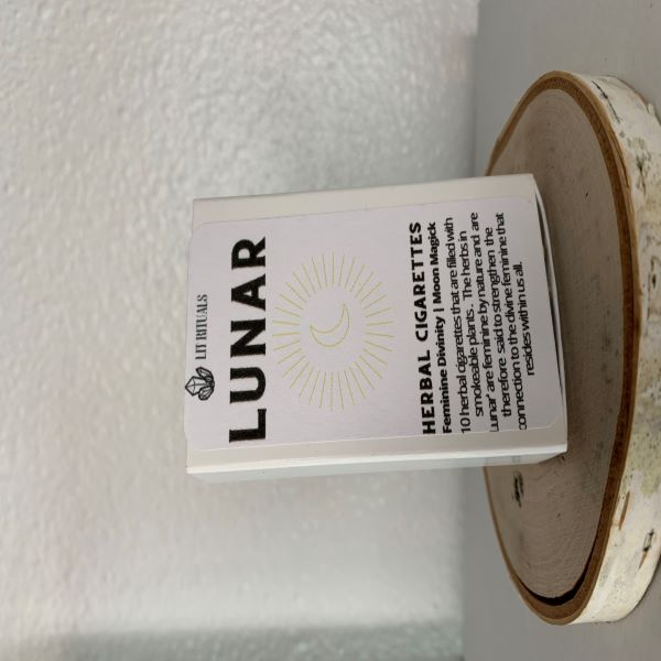 Picture of a carton of Lit Rituals brand lunar herbal cigarettes