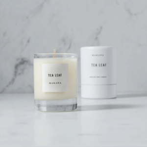 picture of white Makana Tea Leaf Candle