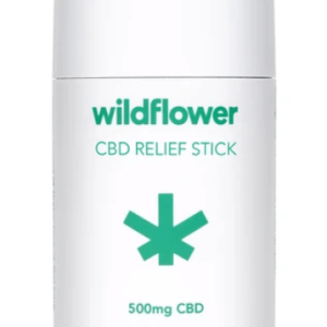 Wildflower CBD Relief Stick 500 mg. with peppermint in 2.5 ounce rub in white bottle